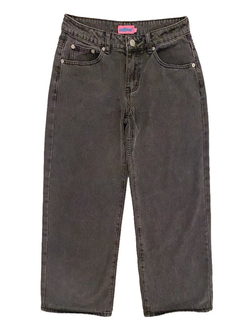 EDIKTED Washed Black Wide Leg Denim Jeans - Size XS